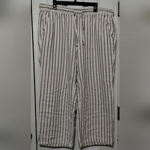 Old Navy Size XL Women's Cream and Brown Striped Linen Trousers